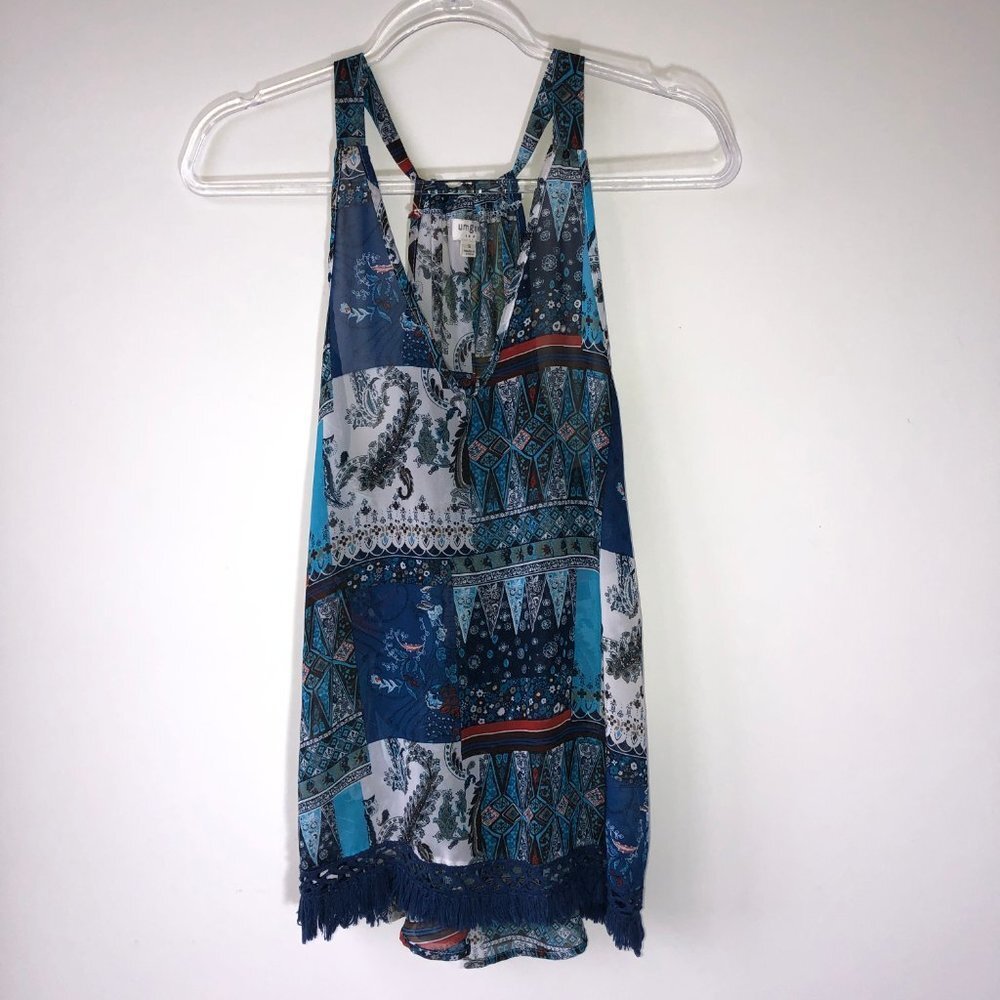 Umgee Boho Patchwork Print High Low Crochet Fring… - image 7